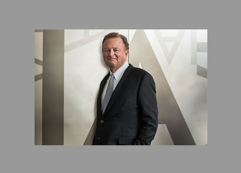 David B. Mourning, AIA, FIIDA, in the Chicago office of IA Interior Architects. Photo by Anthony Tahlier, courtesy Contract magazine.