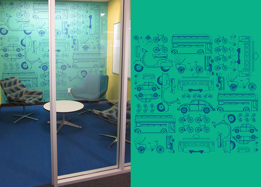 Expedia's transit-themed huddle room. Image © IA Interior Architects.