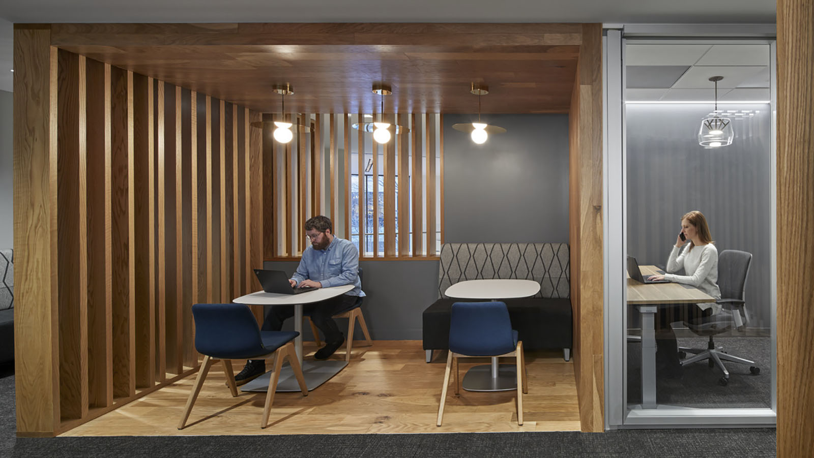 Heads down work spaces at Sun Life's Wellesley office