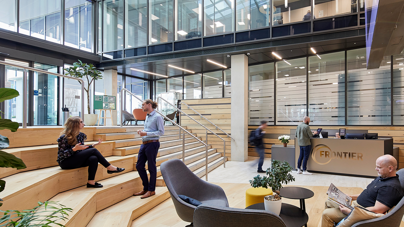 The main town hall space at the Frontier Developments offices.