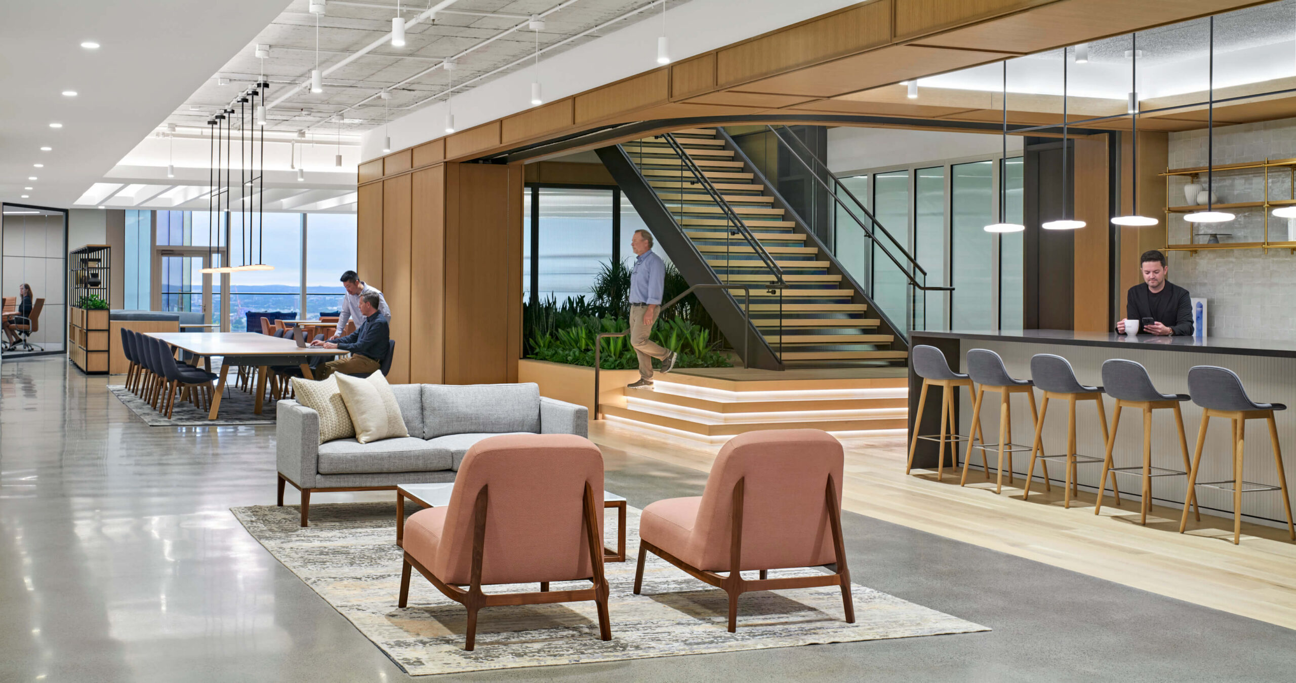Cambridge Associates interconnecting stair and lounge, Boston, MA